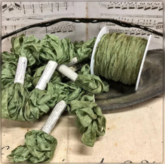 GRANNY GREEN - DISTRESSED AGED RIBBON - 5 Yards