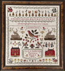 "SARAH A. SANDERSON 1874" Sampler Cross Stitch Pattern