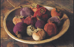 PLUMS, POMEGRANATES, PERSIMMONS PIN CUSHIONS