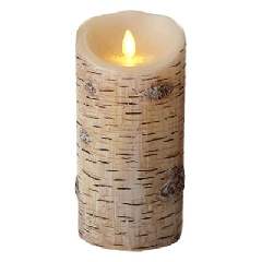 3.5" X 7" PAINTED BIRCH PILLAR FLAMELESS CANDLE