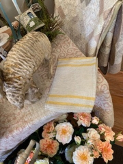 BEIGE WITH YELLOW STRIPE LINEN TOWEL